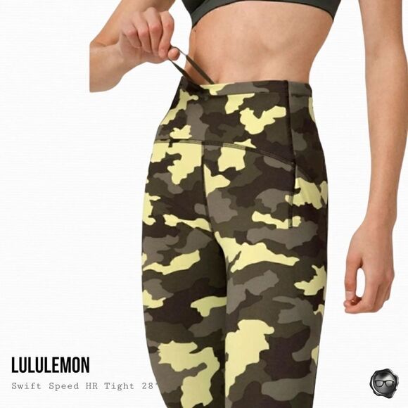 LULULEMON SWIFT SPEED HIGH-RISE TIGHT 28” IN CRISPIN GREEN CAMO WOMEN’S LEGGINGS - Picture 7 of 12